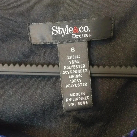 Style & Co Blue Print Sheath Dress Size 8 - Picture 3 of 4
